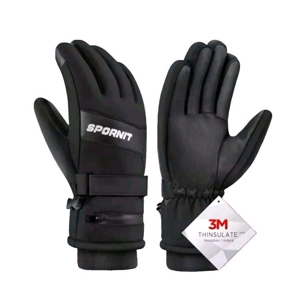 Winter Ski Touchscreen Black Gloves 5 Layer Waterproof 3M Insulation Women Men